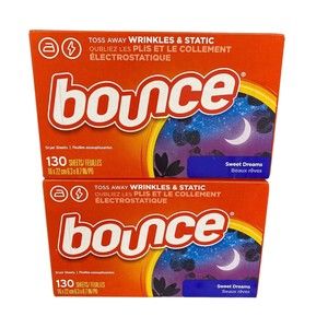 2 Boxes Bounce Sweet Dreams Dryer Sheets  260 Sheets Total  (130 Sheets x 2) DC